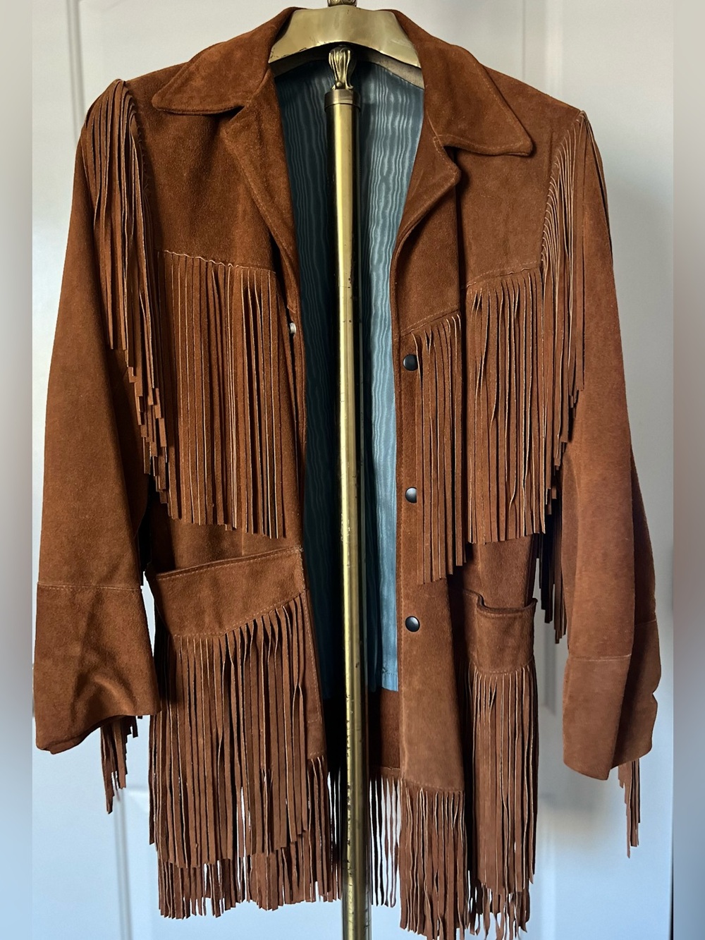 Vintage Joo-Kay Fringed Suede Camel Brown Western Boho Jacket Coat size Medium - Picture 8 of 8